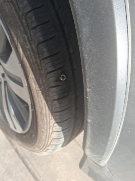 Tire damage from a nail