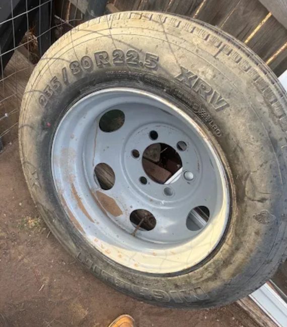 Trailer tire close-up